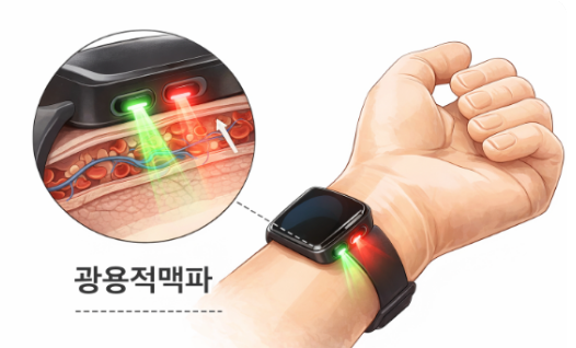 스마트워치 심전도 측정(PPG)으로 부정맥 찾는 법: 혈관 나이 관리와 조기 진단 꿀팁 1 광용적맥파